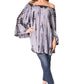 Sakkas Anna Casual Flowy Wide Neck 3/4 Sleeve Light Summer Boho Blouse Top