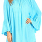 Sakkas Anna Casual Flowy Wide Neck 3/4 Sleeve Light Summer Boho Blouse Top