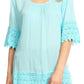 Sakkas Marija Womens Essential Everyday  Lace Top Blouse Light Soft Summer Travel