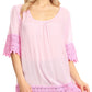 Sakkas Marija Womens Essential Everyday  Lace Top Blouse Light Soft Summer Travel