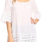 Sakkas Marija Womens Essential Everyday  Lace Top Blouse Light Soft Summer Travel