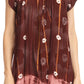 Sakkas Short Sleeve Tie Dye Gingham Peasant Top with Sequin Embroidery