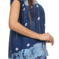 Sakkas Short Sleeve Tie Dye Gingham Peasant Top with Sequin Embroidery