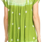 Sakkas Short Sleeve Tie Dye Gingham Peasant Top with Sequin Embroidery