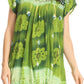 Sakkas Short Sleeve Tie Dye Gingham Peasant Top with Sequin Embroidery