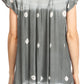 Sakkas Short Sleeve Tie Dye Gingham Peasant Top with Sequin Embroidery