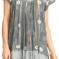 Sakkas Short Sleeve Tie Dye Gingham Peasant Top with Sequin Embroidery