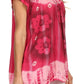 Sakkas Short Sleeve Tie Dye Gingham Peasant Top with Sequin Embroidery