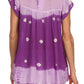 Sakkas Short Sleeve Tie Dye Gingham Peasant Top with Sequin Embroidery