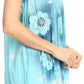 Sakkas Short Sleeve Tie Dye Gingham Peasant Top with Sequin Embroidery