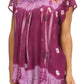 Sakkas Short Sleeve Tie Dye Gingham Peasant Top with Sequin Embroidery
