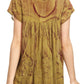 Sakkas Nefeli Short Sleeve Petite Slim Top Blouse with Embroidery and Print