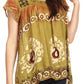 Sakkas Nefeli Short Sleeve Petite Slim Top Blouse with Embroidery and Print