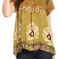 Sakkas Nefeli Short Sleeve Petite Slim Top Blouse with Embroidery and Print