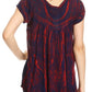 Sakkas Nefeli Short Sleeve Petite Slim Top Blouse with Embroidery and Print