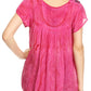 Sakkas Nefeli Short Sleeve Petite Slim Top Blouse with Embroidery and Print