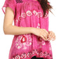 Sakkas Nefeli Short Sleeve Petite Slim Top Blouse with Embroidery and Print