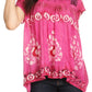 Sakkas Nefeli Short Sleeve Petite Slim Top Blouse with Embroidery and Print