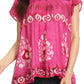 Sakkas Nefeli Short Sleeve Petite Slim Top Blouse with Embroidery and Print