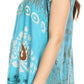 Sakkas Nefeli Short Sleeve Petite Slim Top Blouse with Embroidery and Print