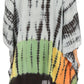 Sakkas Eliana Wide Long Tall Embroidered Tie Dye Ombre Batik Poncho Top Blouse