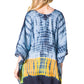 Sakkas Eliana Wide Long Tall Embroidered Tie Dye Ombre Batik Poncho Top Blouse