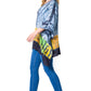 Sakkas Eliana Wide Long Tall Embroidered Tie Dye Ombre Batik Poncho Top Blouse