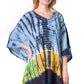 Sakkas Eliana Wide Long Tall Embroidered Tie Dye Ombre Batik Poncho Top Blouse