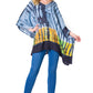 Sakkas Eliana Wide Long Tall Embroidered Tie Dye Ombre Batik Poncho Top Blouse