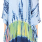 Sakkas Eliana Wide Long Tall Embroidered Tie Dye Ombre Batik Poncho Top Blouse