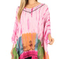 Sakkas Eliana Wide Long Tall Embroidered Tie Dye Ombre Batik Poncho Top Blouse