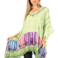 Sakkas Eliana Wide Long Tall Embroidered Tie Dye Ombre Batik Poncho Top Blouse