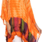Sakkas Eliana Wide Long Tall Embroidered Tie Dye Ombre Batik Poncho Top Blouse