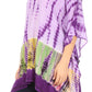 Sakkas Eliana Wide Long Tall Embroidered Tie Dye Ombre Batik Poncho Top Blouse