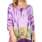 Sakkas Eliana Wide Long Tall Embroidered Tie Dye Ombre Batik Poncho Top Blouse