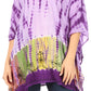 Sakkas Eliana Wide Long Tall Embroidered Tie Dye Ombre Batik Poncho Top Blouse