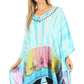 Sakkas Eliana Wide Long Tall Embroidered Tie Dye Ombre Batik Poncho Top Blouse