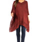 Sakkas Wren Lightweight Circle Poncho Top Blouse With Detailed Embroidery