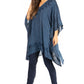 Sakkas Wren Lightweight Circle Poncho Top Blouse With Detailed Embroidery