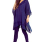 Sakkas Wren Lightweight Circle Poncho Top Blouse With Detailed Embroidery
