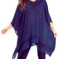 Sakkas Wren Lightweight Circle Poncho Top Blouse With Detailed Embroidery
