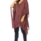 Sakkas Wren Lightweight Circle Poncho Top Blouse With Detailed Embroidery