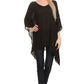 Sakkas Wren Lightweight Circle Poncho Top Blouse With Detailed Embroidery