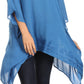 Sakkas Wren Lightweight Circle Poncho Top Blouse With Detailed Embroidery