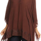 Sakkas Wren Lightweight Circle Poncho Top Blouse With Detailed Embroidery