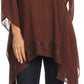 Sakkas Wren Lightweight Circle Poncho Top Blouse With Detailed Embroidery
