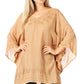 Sakkas Wren Lightweight Circle Poncho Top Blouse With Detailed Embroidery
