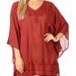 Sakkas Wren Lightweight Circle Poncho Top Blouse With Detailed Embroidery
