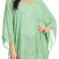 Sakkas Wren Lightweight Circle Poncho Top Blouse With Detailed Embroidery