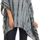 Sakkas Wren Lightweight Circle Poncho Top Blouse With Detailed Embroidery